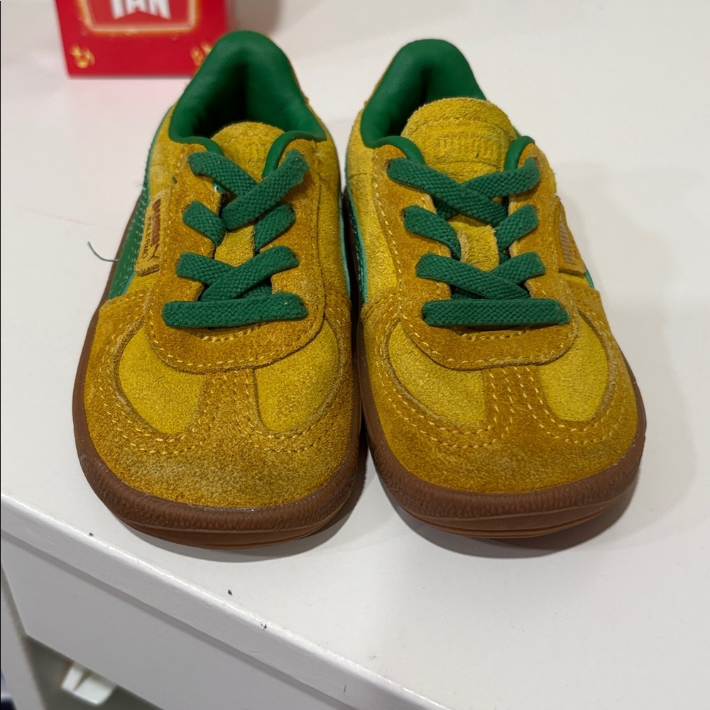 Yellow and Green Suede Sneakers